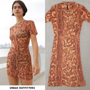 Urban Outfitters Snake Print Mesh‎ Bodycon Mini Dress XS